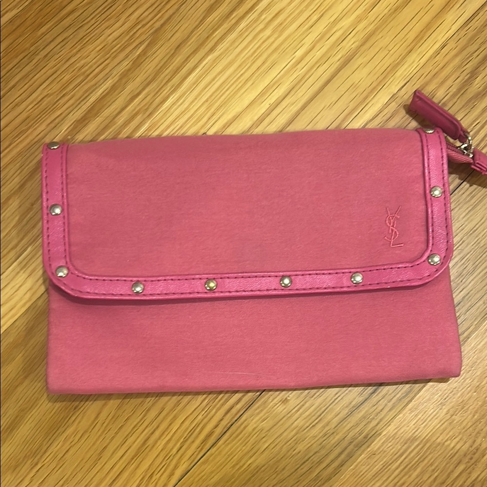 Yves Saint Laurent Pink Studded Leather Clutch